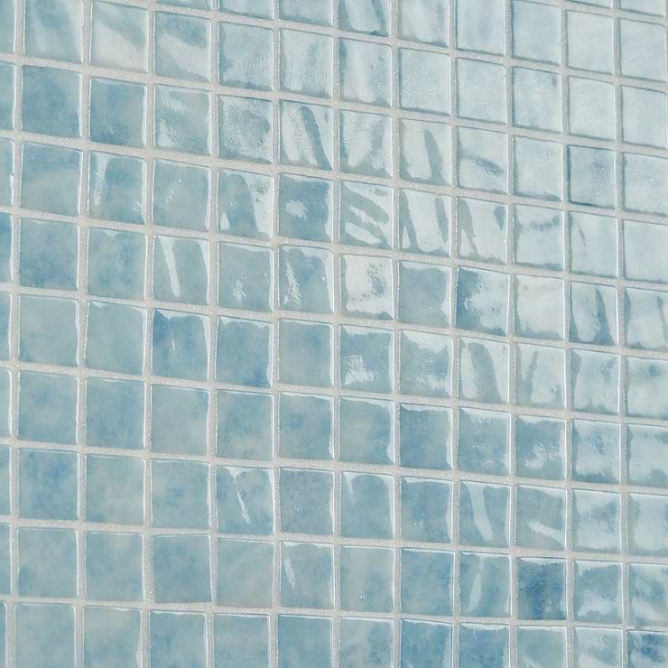 Swim Fiji Light Blue 1x1 Polished Glass Mosaic Tile