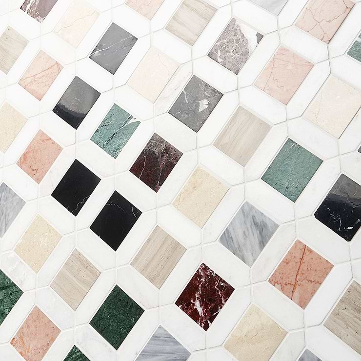 Nola Multicolor 2x2 Polished Marble Mosaic Tile