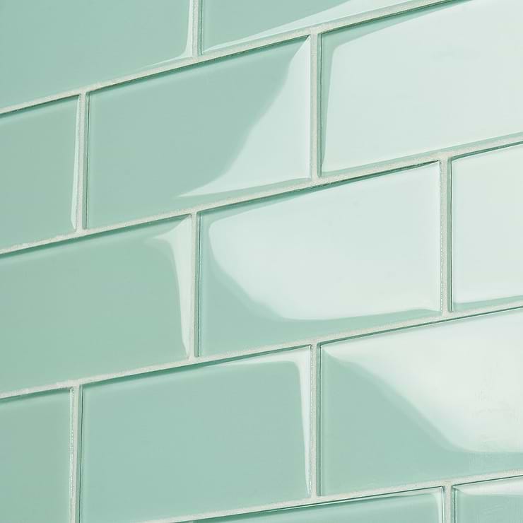 Loft Spa Green 3x6 Polished Glass Subway Tile for Wall
