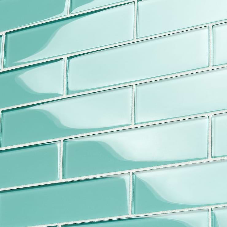 Loft Tea Green 2x8 Polished Glass Subway Tile for Wall