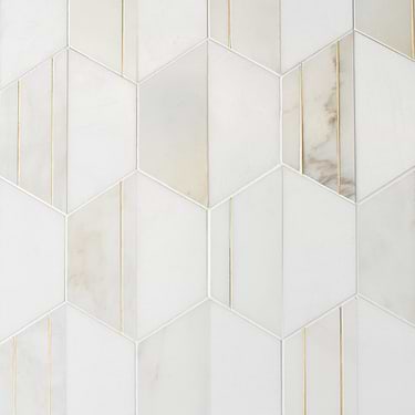 Fuse Bianco White 6" Polished Marble & Brass Mosaic - Sample