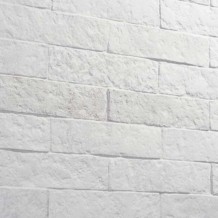 Easton Mesa Natural White 2x8 Handmade Glazed Clay Brick Textured Subway Tile