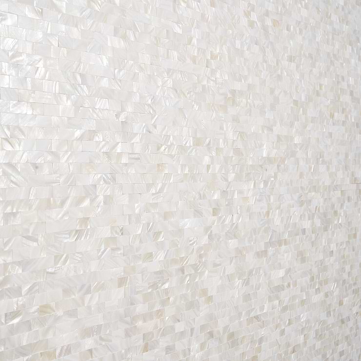 Mother of Pearl LPS Beige Mini Brick Seamless Peel & Stick Self Adhesive Polished Pearl Shell Mosaic Tile