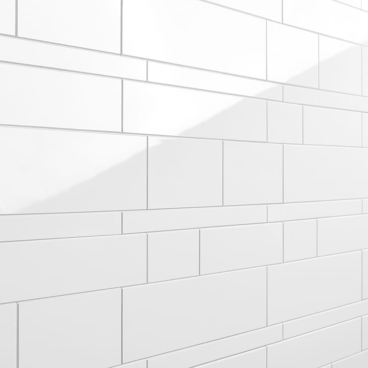 Pure White LPS Railroad Solid Core Peel & Stick Self Adhesive Polished Mosaic Tile