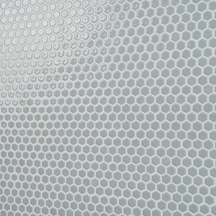 Eden 2.0 Modern Gray Rimmed 1" Hexagon Polished Porcelain Mosaic
