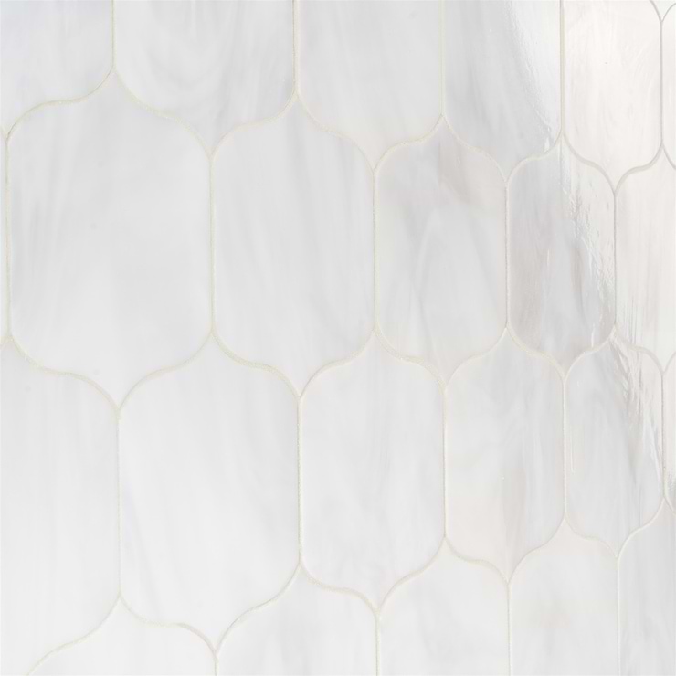 Bespoke Rain Cloud White 4x6 Lantern Polished Glass Mosaic Tile