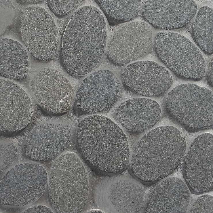 Nature Lava Black Round Pebble Mosaic