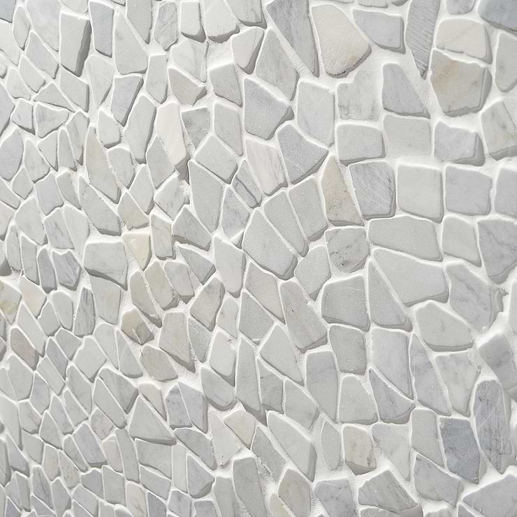 Nature Tumbled Carrara Marble Honed Mosaic Tile