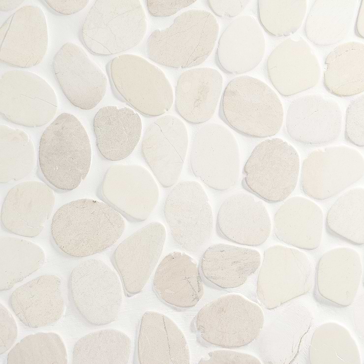 Nature White Round Pebble Mosaic 