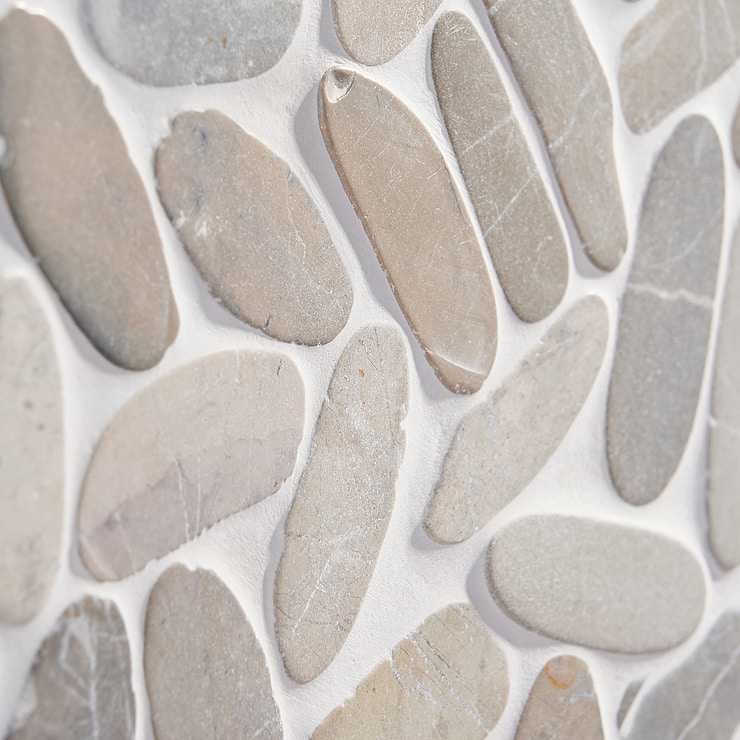 Nature Gray Flat Oval Pebble Mosaic 