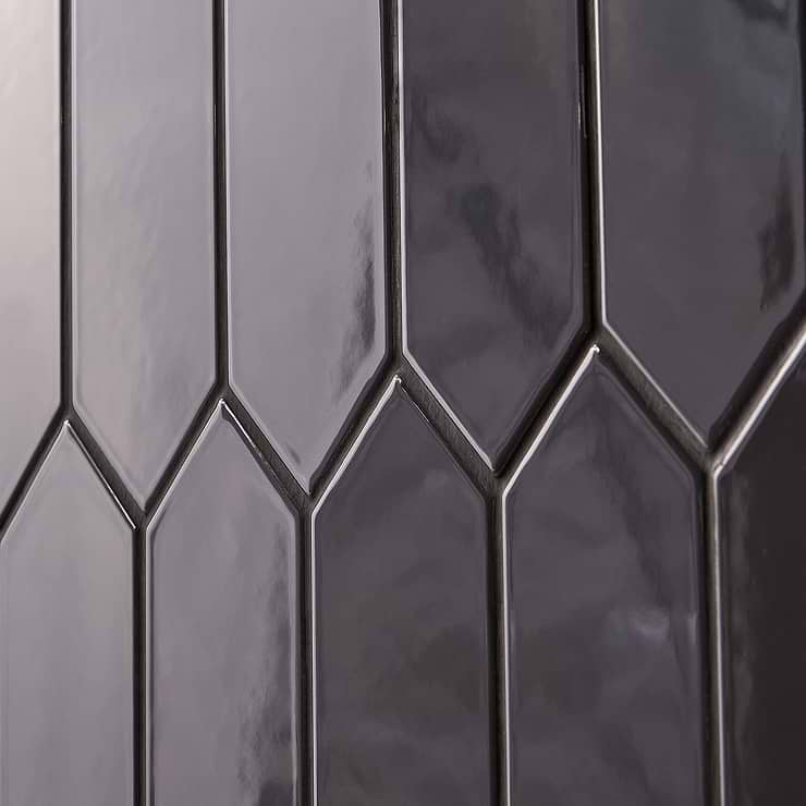 Kent Antracite Dark Gray 3x12 Picket Polished Ceramic Wall Tile