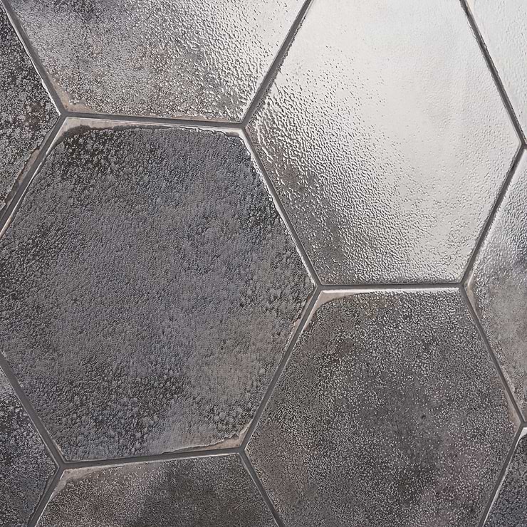 Kalay Antracite Gray 9" Hexagon Polished Porcelain Tile