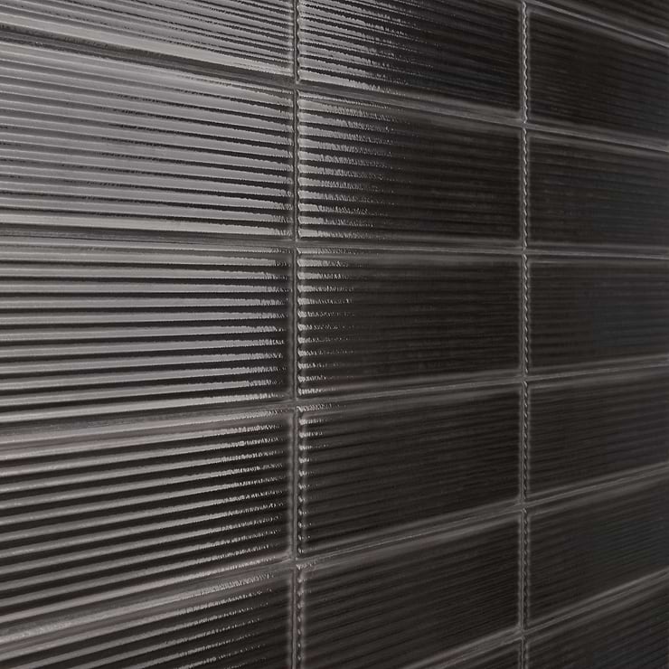 Stacy Garcia ArtBlock Fluted Nero 4x16 Glossy Porcelain Tile