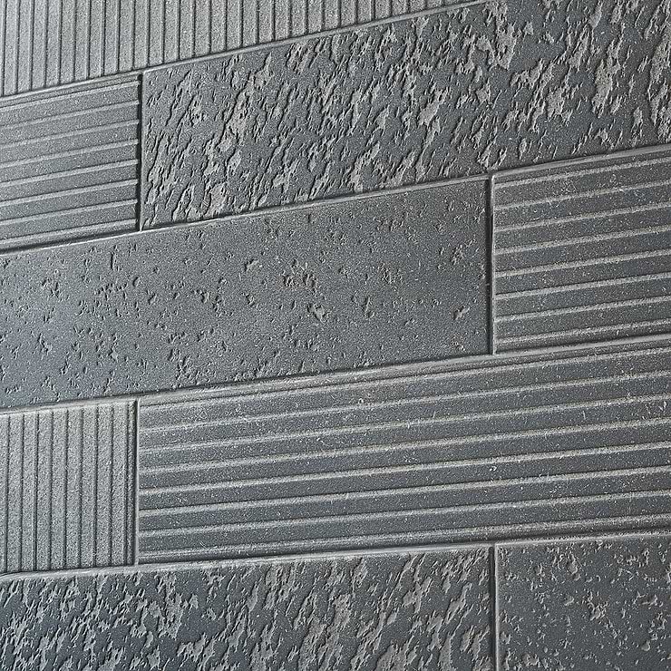 Texstone Deco Antracita Dark Gray 4x19 Textured Matte Porcelain Subway Tile