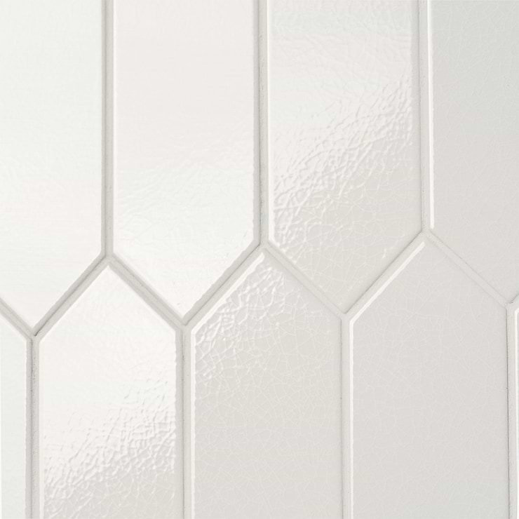Tehama White 3x12 Picket Crackled Ceramic Tile