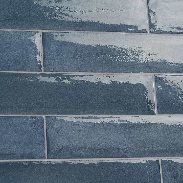 Paint Blu Notte 3x16 Glossy Porcelain Subway Tile for Wall