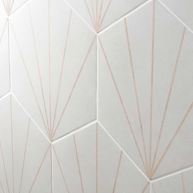 Pergola Beams White 12.5" Hexagon Porcelain Matte Tile