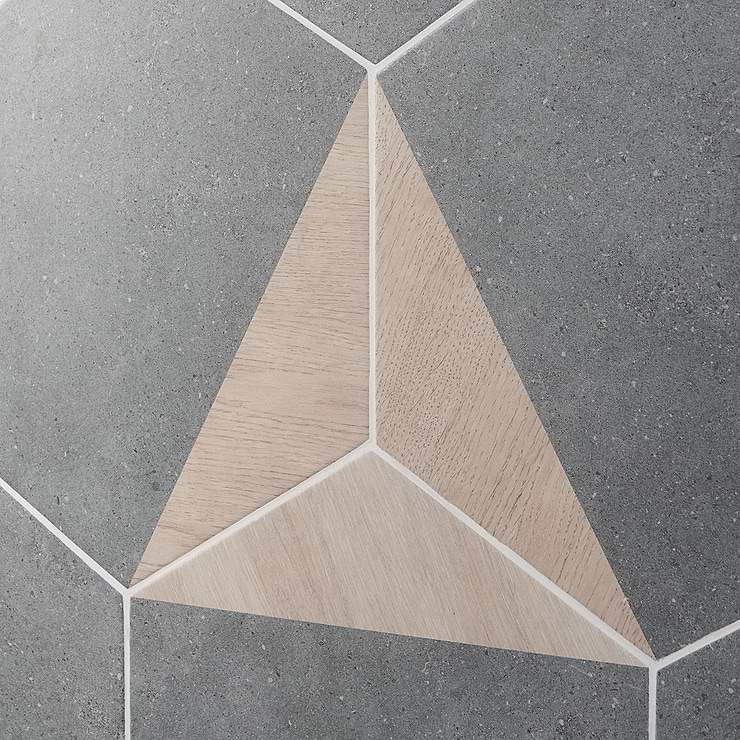 Pergola Wood Graphite 12.5" Hexagon Matte Porcelain Tile