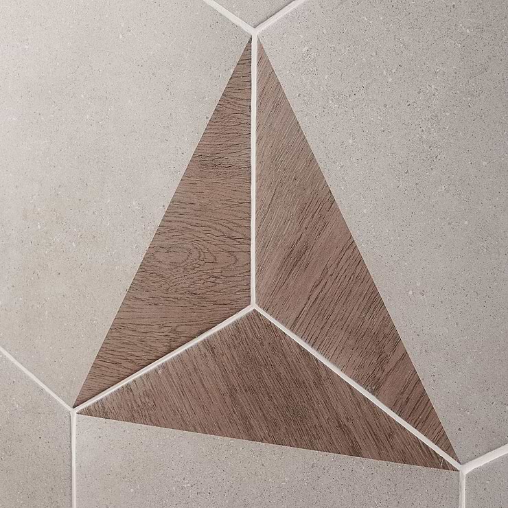 Pergola Wood Taupe 12.5" Hexagon Matte Porcelain Tile