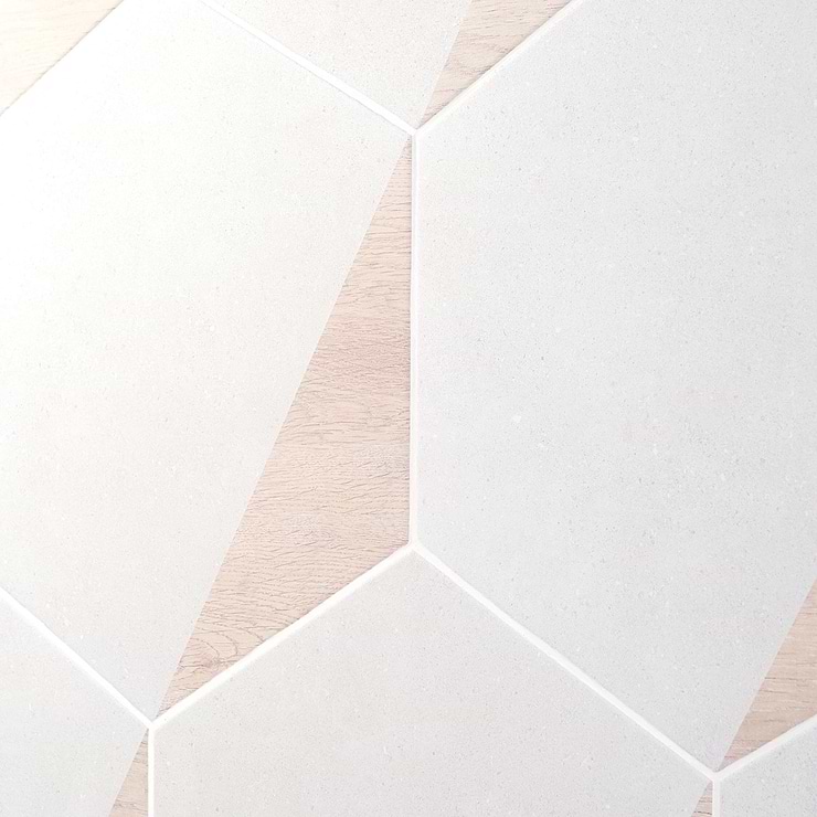 Pergola Wood White 12.5" Hexagon Matte Porcelain Tile