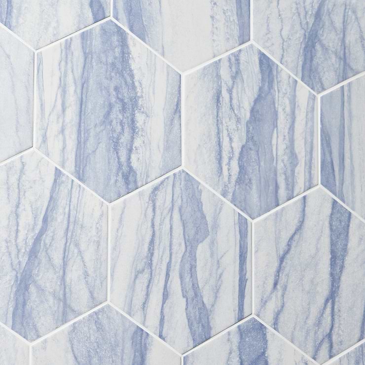 Macauba Azur 10" Hexagon Matte Porcelain Tile