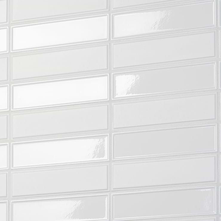 Eastside Mix Bianco Framed Glossy and Beveled Matte 2x9 Ceramic Tile