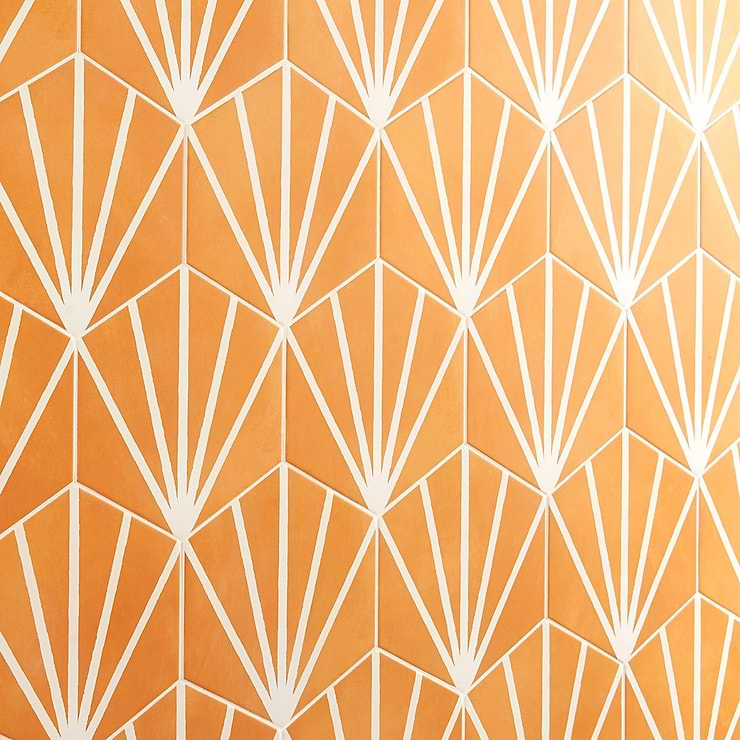 HexArt Deco Orange 8" Hexagon Matte Porcelain Tile