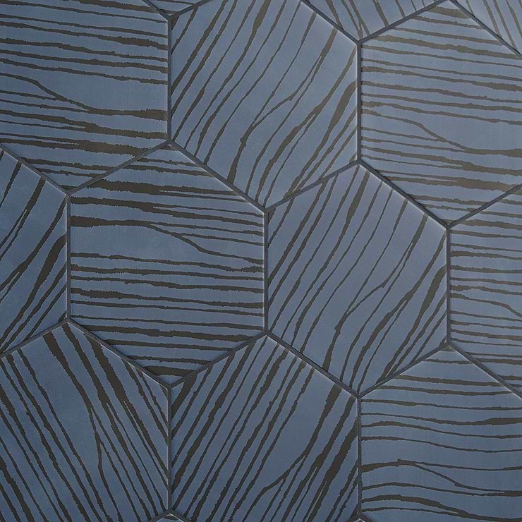 HexArt Zen Smoke Azul 8" Hexagon Matte Porcelain Tile
