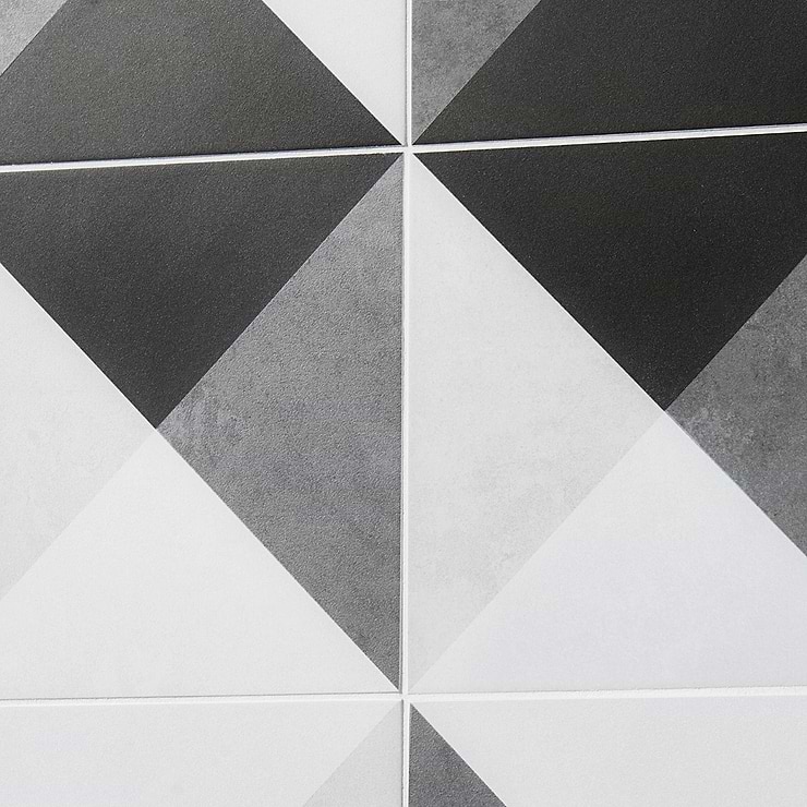 Art Geo by Elizabeth Sutton Cement Deco Charcoal Gray 8x8 Matte Porcelain Tile: Pattern 3