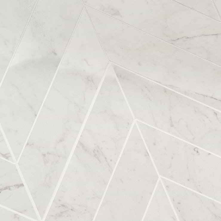 DreamStone Carrara Giola 2x8 Chevron Polished Porcelain Mosaic