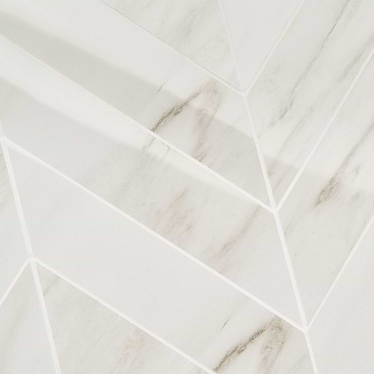 DreamStone Dolomite Snow 2x8 Chevron Polished Porcelain Mosaic