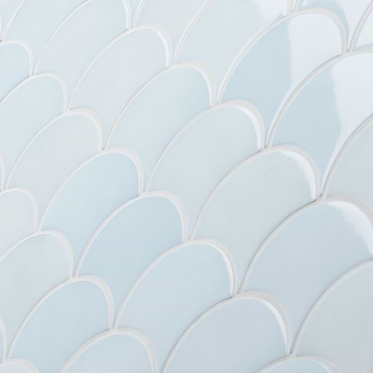 Highwater Maya Blue 2x5 Fishscale Polished Ceramic Wall Tile