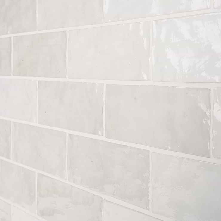 Portmore White 3x8 Glazed Ceramic Subway Wall Tile