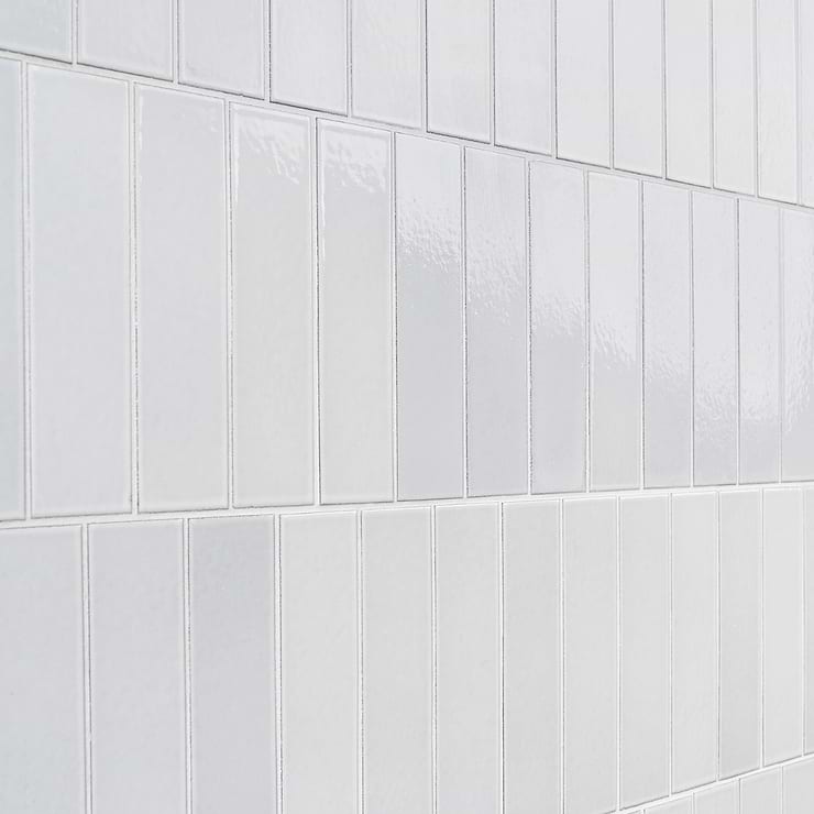 Color One Milk White 2x8 Glossy Lava Stone Tile