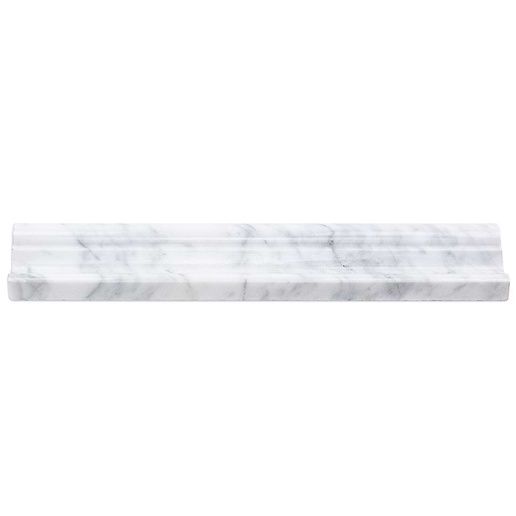 Carrara White 2x12 Marble Chair Rail Liner; in White Carrera Carrara; for Backsplash, Kitchen Wall, Wall Tile, Bathroom Wall; in Style Ideas Art Deco, Beach, Classic, Contemporary, Cottage, Craftsman, Farmhouse, Industrial, Mediterranean, Mid Century, Modern, Rustic, Traditional, Transitional, Tropical, Whimsical