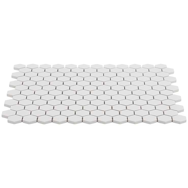 Level White 1" Hexagon Matte Porcelain Mosaic Tile