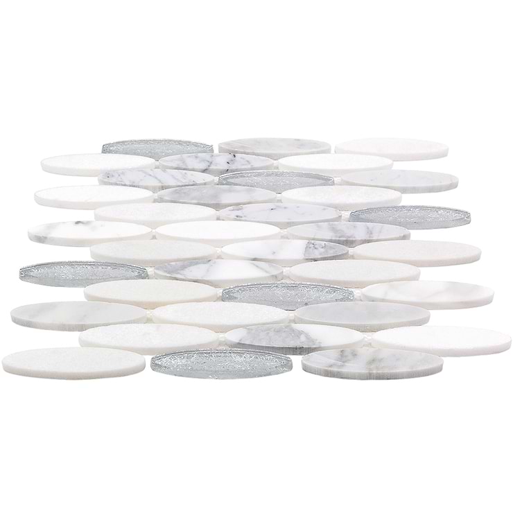 Kinetic Ice Water Ovals Glass & Stone Tile