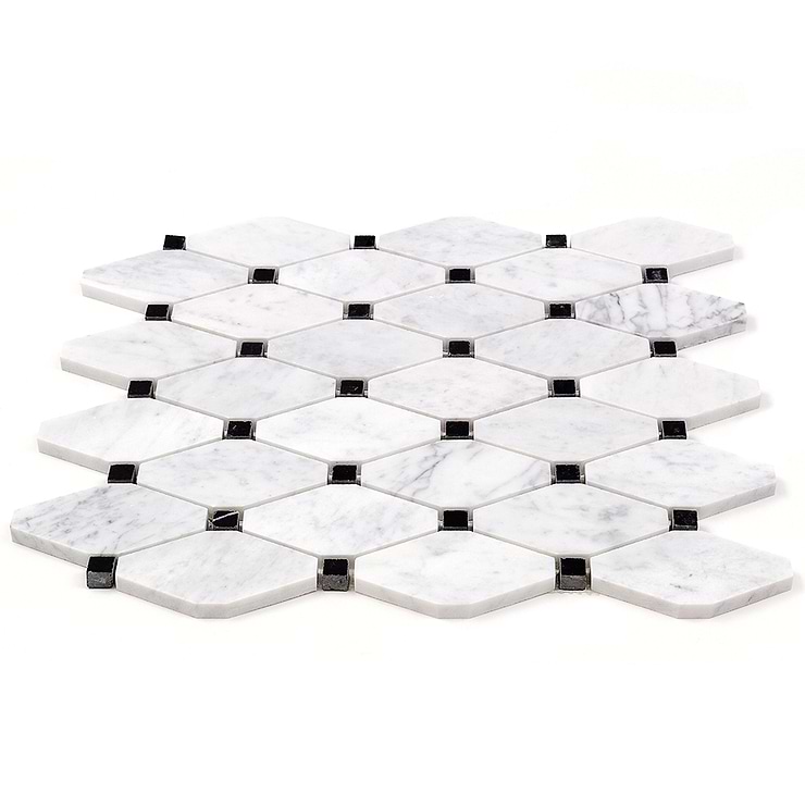 Octave Carrara With Black Dot Marble Tile 