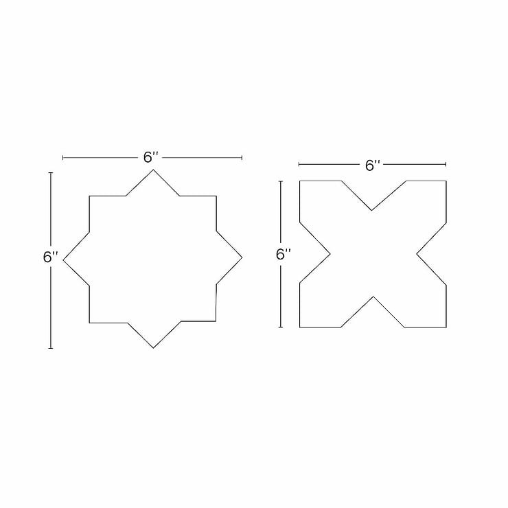 Parma Denim Blue Matte Star and White Matte Cross 6" Terracotta Look Porcelain Tile