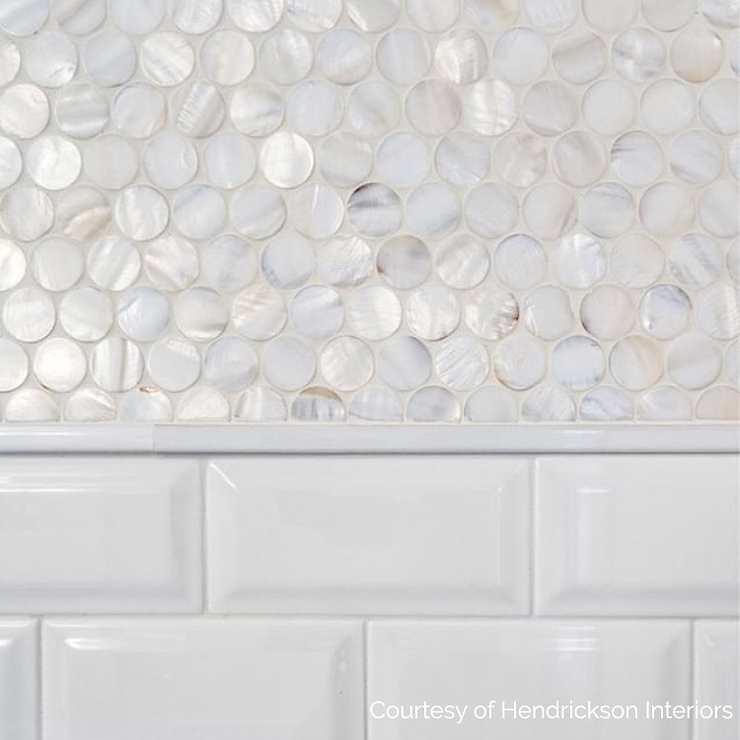 Oyster White Pearl Penny Round Polished Mosaic Tile