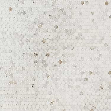 Alaska White 3/4" Penny Round Polished Marble Mosaic