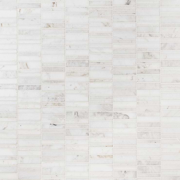 Alaska White Waterfall Polished Marble Mosaic Tile