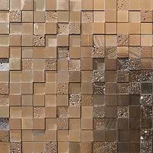 Magma 3D Squares Bronze 2x2 Polished Lava Stone Mosaic Tile