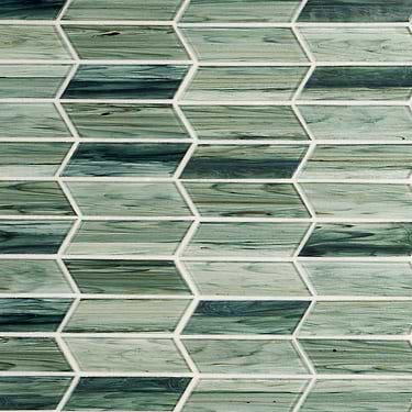 Maya Sage Green Chevron Polished Glass Mosaic