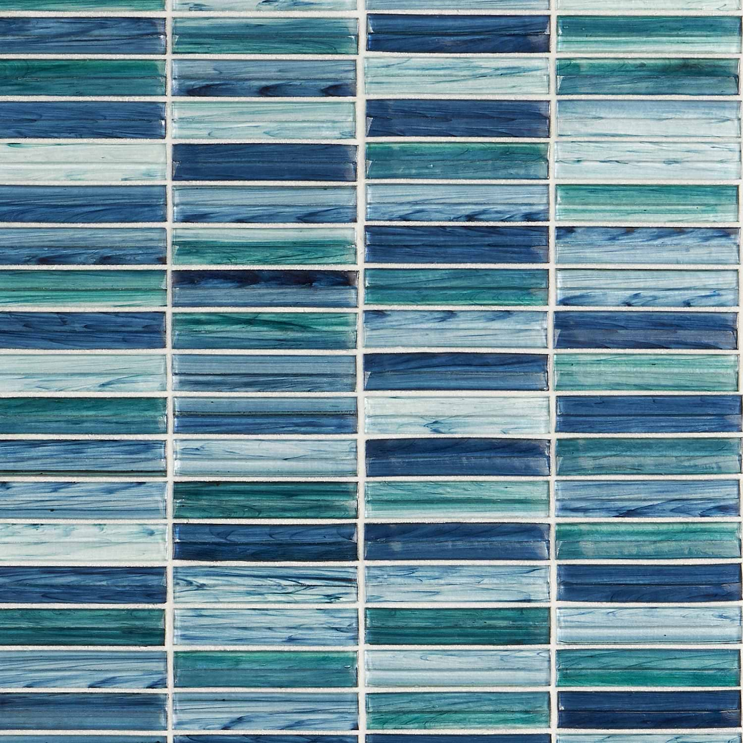 Maya Stacked Aqua Polished Glass Mosaic