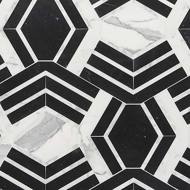 Mezzo Brava Black & White Polished Marble Mosaic