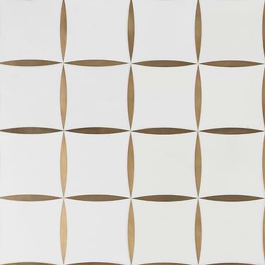 Lily White & Gold Polished Marble & Brass Mosaic