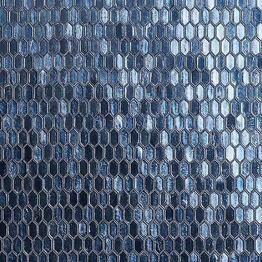 Flicker Metallic Midnight Blue 1/4" x 1" Polished Glass Mosaic Tile - Sample