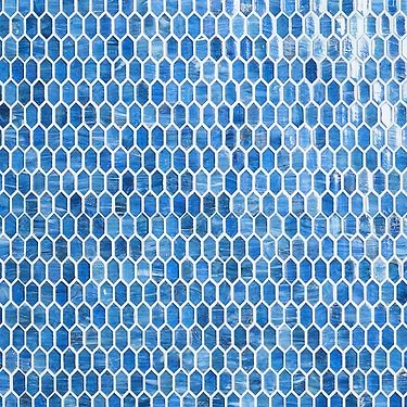 Flicker Iridescent Marine Blue 1/4" x 1" Polished Glass Mosaic Tile - Sample