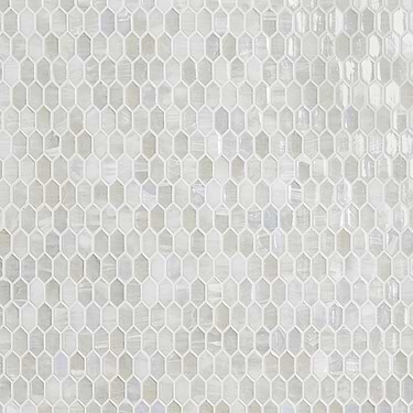 Flicker Iridescent Mist White 1/4" x 1" Polished Glass Mosaic Tile - Sample